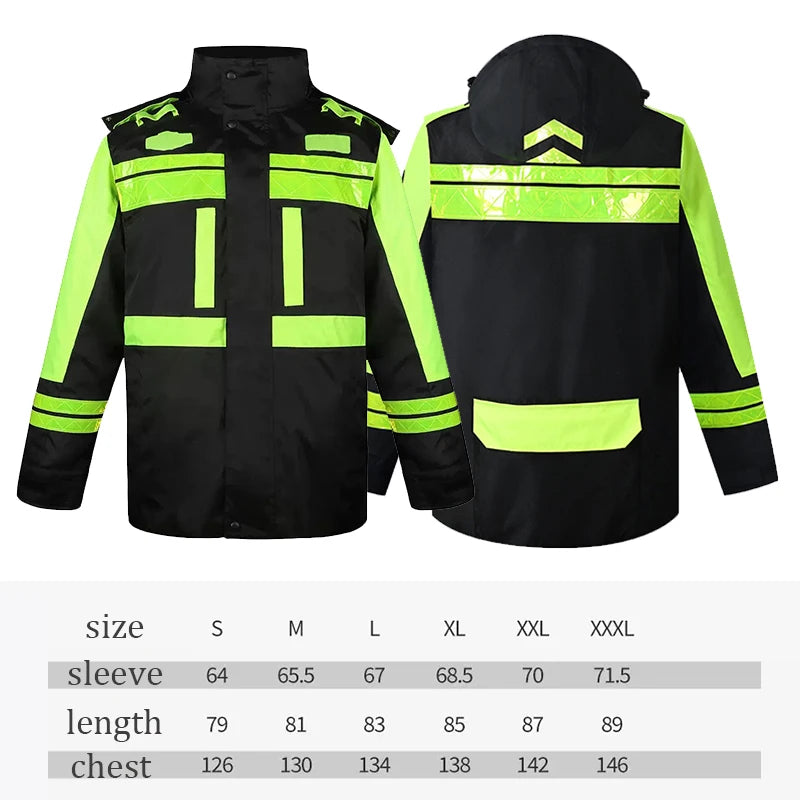 Reflective Waterproof Motorcycle Jacket : Veste de sécurité imperméable réfléchissante avec doublure amovible et protection contre le froid