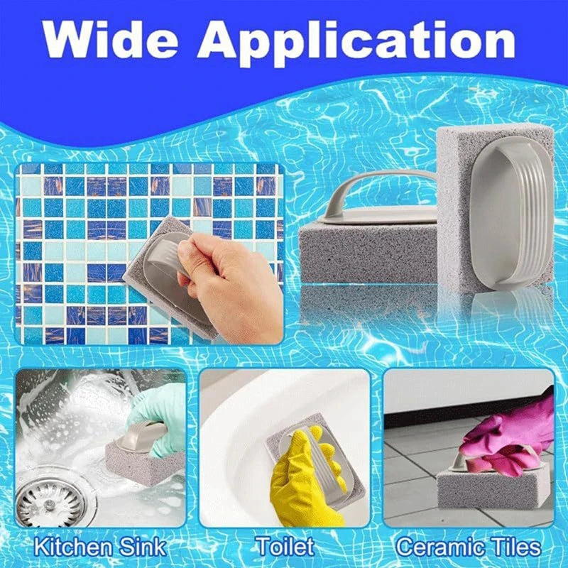 Pool Pumice Stone Cleaner, Calcium and Rust Remover for Pool Tiles, Easy DIY Cleaning Tool with Durable Plastic Handle