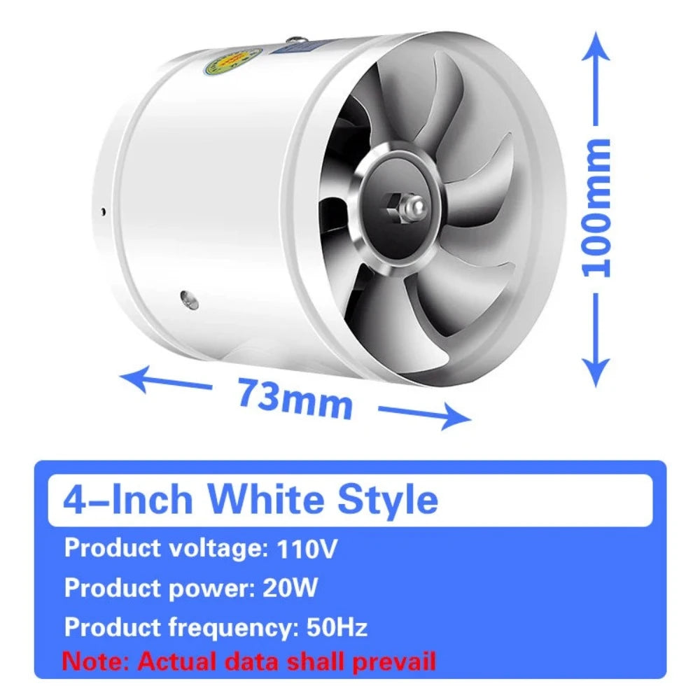 Ventilador de Escape Redondo para Tubería, Ventilador de Reemplazo, Mini Ventilador de Pared, Conducto de Metal para Ventilación y Escape