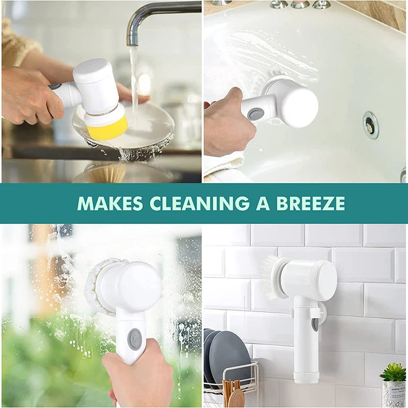 USB Rechargeable Multi-Functional Electric Cleaning Brush for Kitchen, Bathroom, and Bathtub