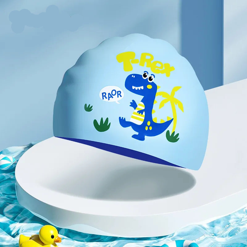 Children's Cartoon Silicone Swimming Cap - Waterproof & Comfortable