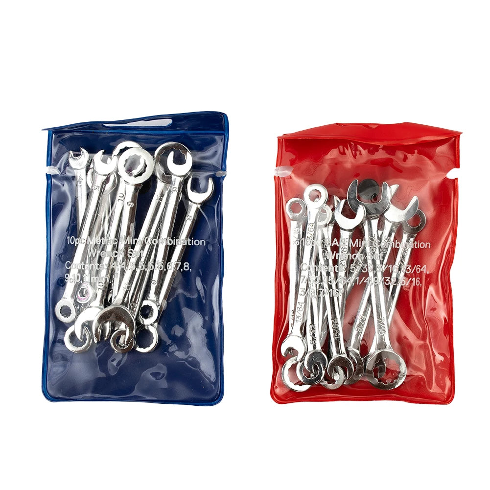 10pcs Combination Spanner Set Small Wrench Metric / SAE Imperial Wrench Set Portable Power Tool Ratchet Wrench Car Repair Tools