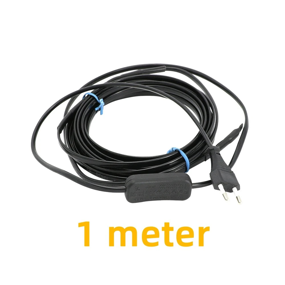 Câble chauffant autorégulant 20W/m AC220~240V, 50/60Hz avec interrupteur et prise EU pour protection antigel des tuyaux d'eau
