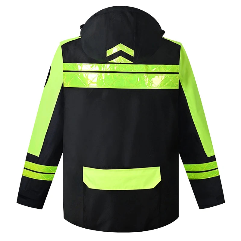 Reflective Waterproof Motorcycle Jacket : Veste de sécurité imperméable réfléchissante avec doublure amovible et protection contre le froid