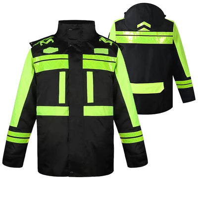 Reflective Waterproof Motorcycle Jacket : Veste de sécurité imperméable réfléchissante avec doublure amovible et protection contre le froid