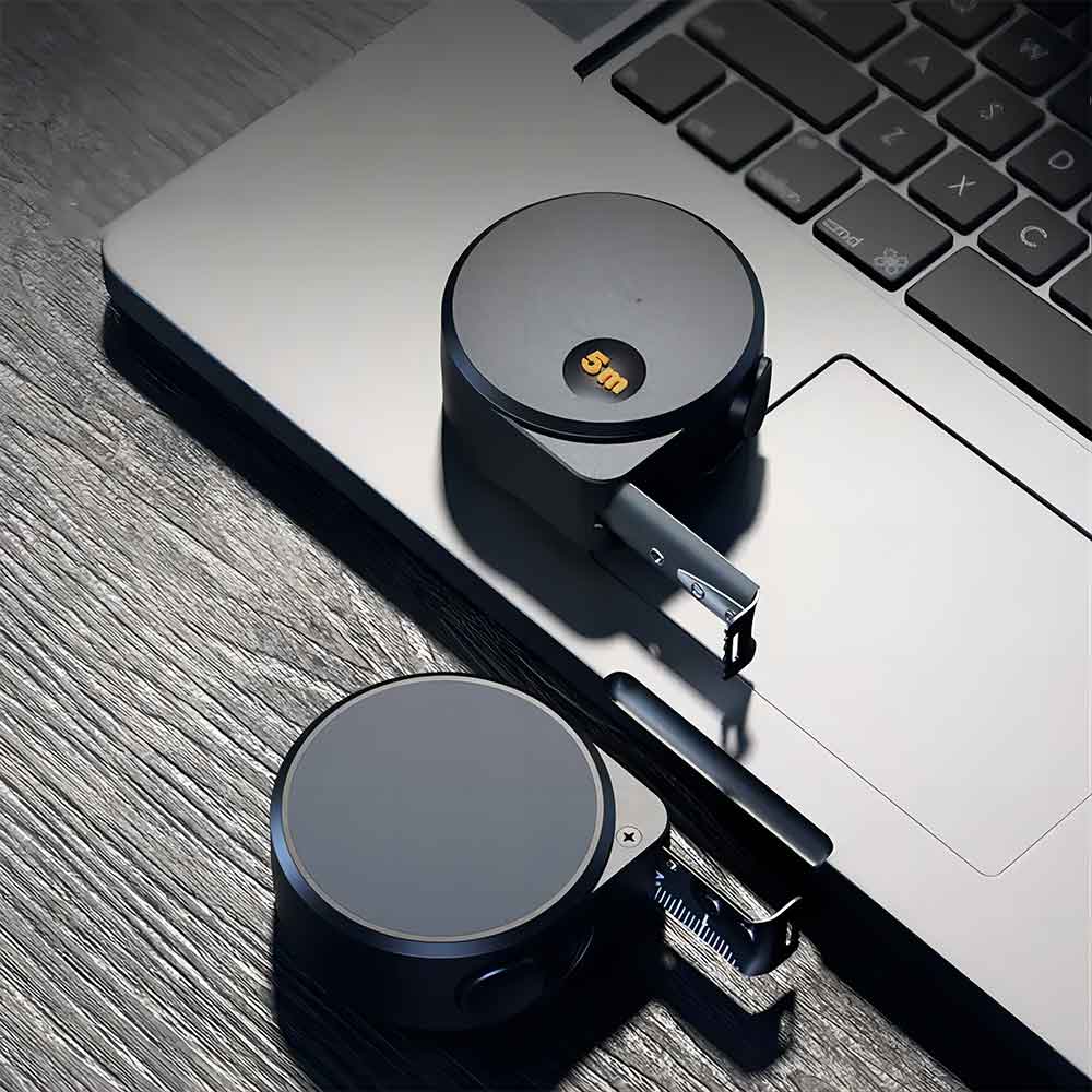 Mètre ruban de 5M en acier au carbone noir Matériau de haute qualité Outil de mesure portable multifonctionnel pour le bricolage et la menuiserie.