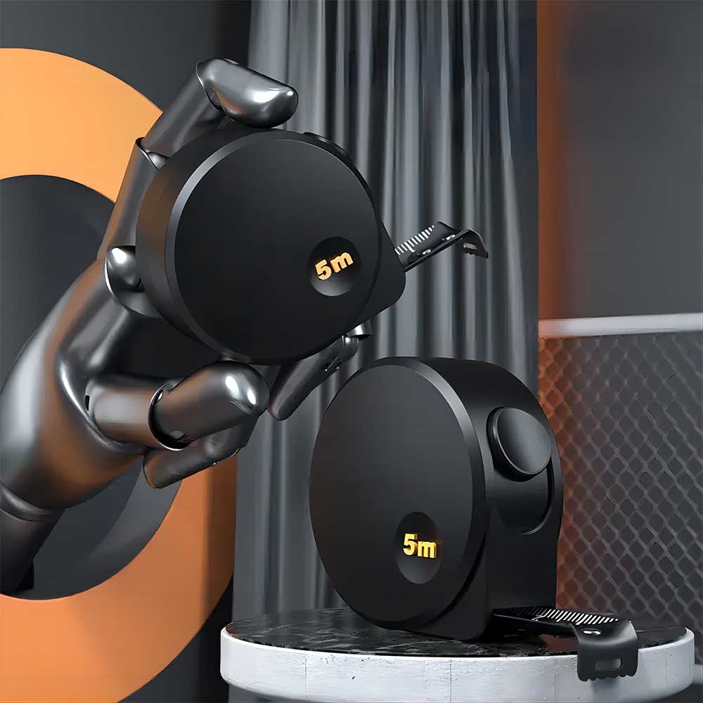 Mètre ruban de 5M en acier au carbone noir Matériau de haute qualité Outil de mesure portable multifonctionnel pour le bricolage et la menuiserie.