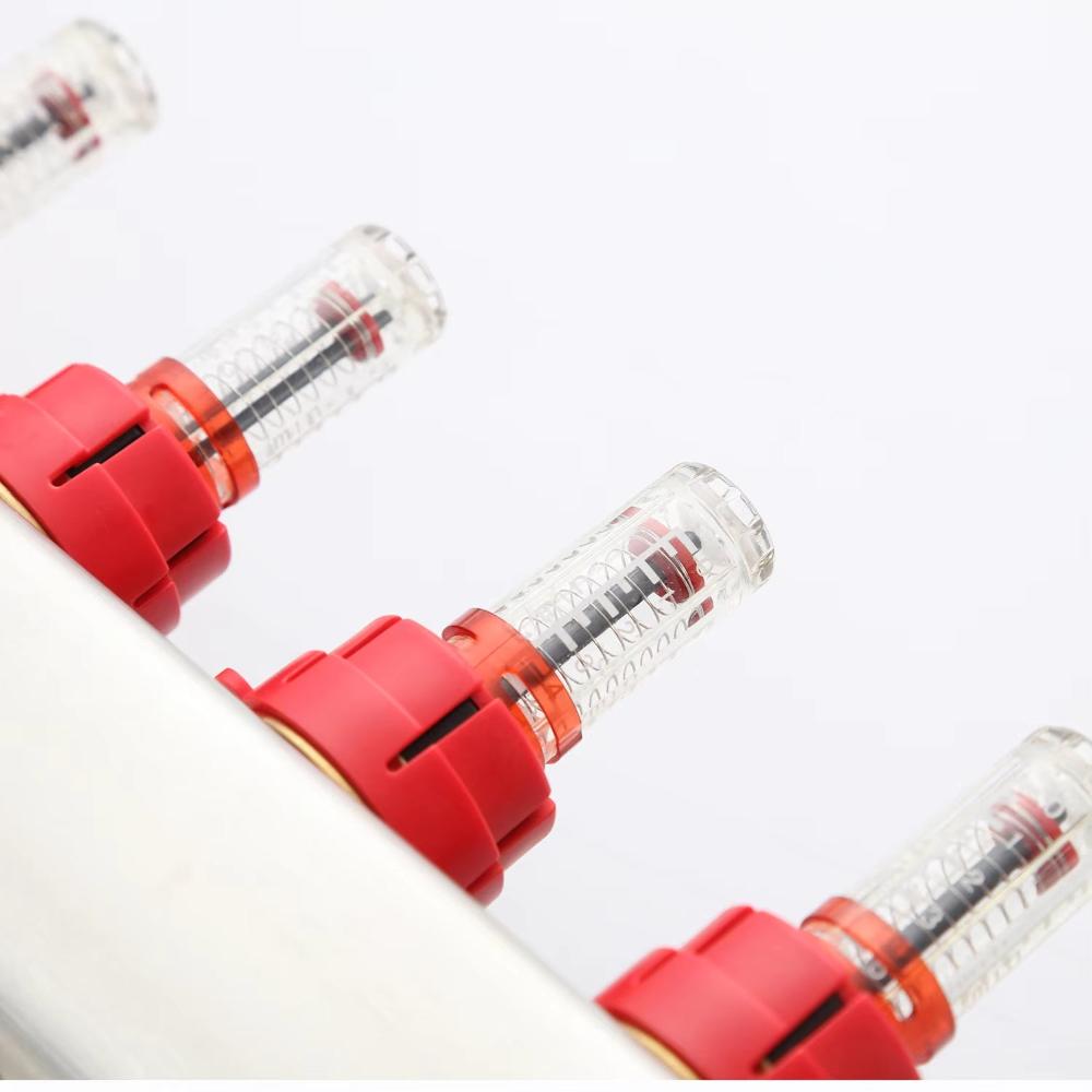 Edelstahl AISI304 Verteiler für Fußbodenheizung, mit Durchflussmesser und Rücklaufverteiler mit Thermostatschraube G1"*50MM