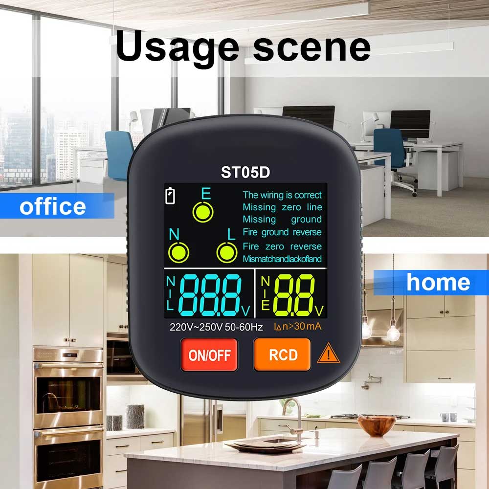Tester Per Presa EU/UK Con Rilevamento GFCI/RCD E 7 LED - Rivelatore Di Tensione 48-250V Per Elettricisti E Sicurezza Domestica