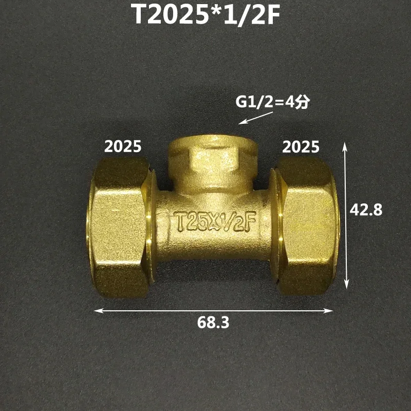 Trójnik zaciskowy do rury wielowarstwowej 1216 1418 1620 2025 2632 PEX-AL-PEX 1/2" 3/4" 1" BSP męski żeński mosiężny trójnik trójstronny złączka rurowa zaprojektowana do systemów ogrzewania podłogowego