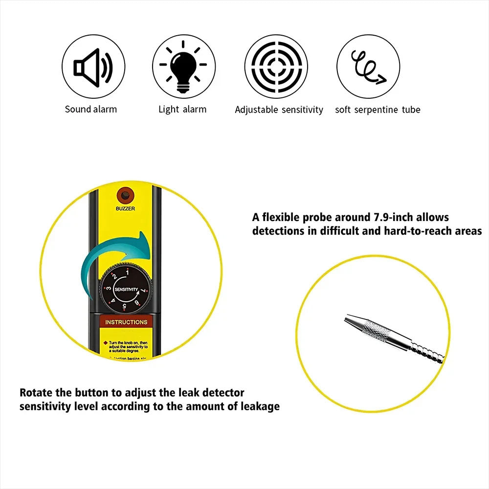 Freon Halogen Gas Leak Detector with Probe Diagnostic Tool, Detect Gas Leaks in Car AC Systems