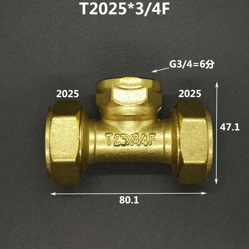 Trójnik zaciskowy do rury wielowarstwowej 1216 1418 1620 2025 2632 PEX-AL-PEX 1/2" 3/4" 1" BSP męski żeński mosiężny trójnik trójstronny złączka rurowa zaprojektowana do systemów ogrzewania podłogowego