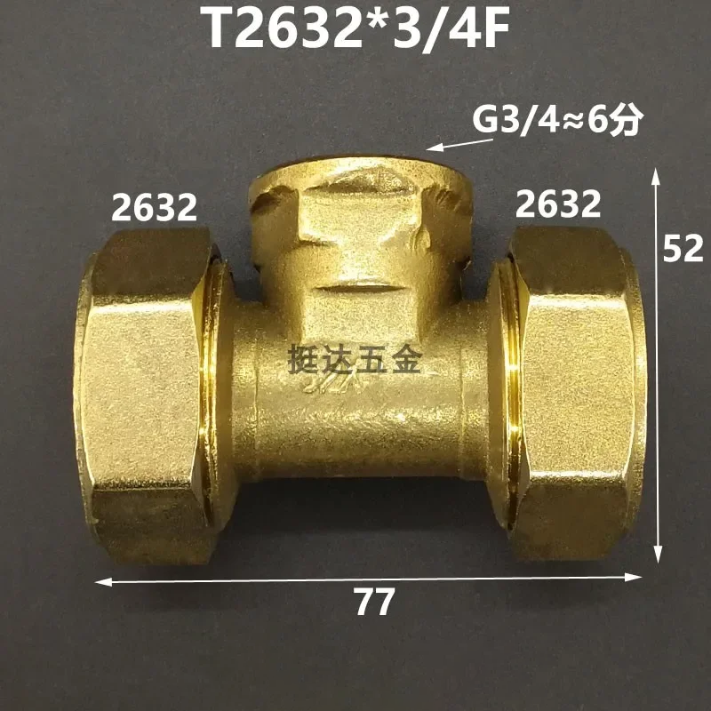 Trójnik zaciskowy do rury wielowarstwowej 1216 1418 1620 2025 2632 PEX-AL-PEX 1/2" 3/4" 1" BSP męski żeński mosiężny trójnik trójstronny złączka rurowa zaprojektowana do systemów ogrzewania podłogowego