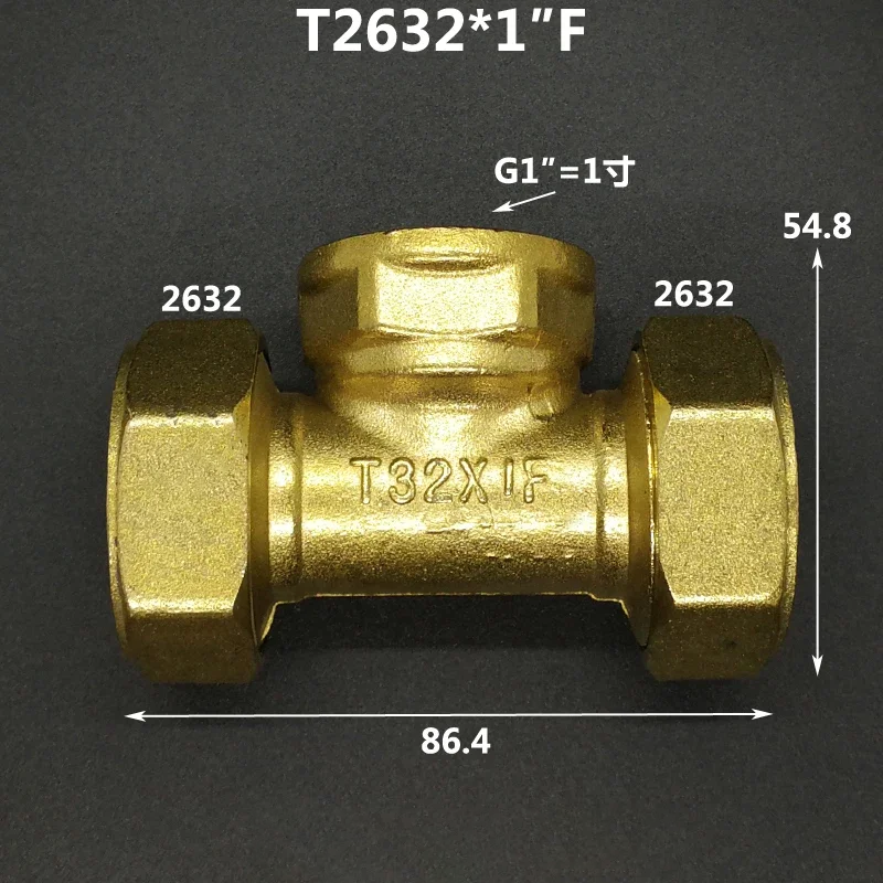 Trójnik zaciskowy do rury wielowarstwowej 1216 1418 1620 2025 2632 PEX-AL-PEX 1/2" 3/4" 1" BSP męski żeński mosiężny trójnik trójstronny złączka rurowa zaprojektowana do systemów ogrzewania podłogowego