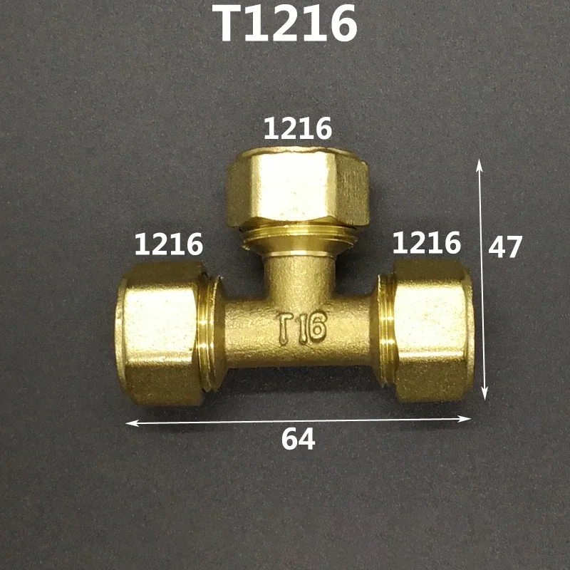 Trójnik zaciskowy do rury wielowarstwowej 1216 1418 1620 2025 2632 PEX-AL-PEX 1/2" 3/4" 1" BSP męski żeński mosiężny trójnik trójstronny złączka rurowa zaprojektowana do systemów ogrzewania podłogowego
