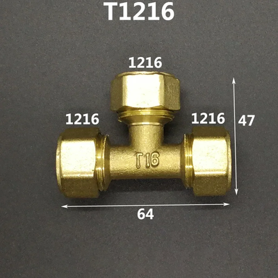Crimp Tee for Multilayer Pipe 1216 1418 1620 2025 2632 PEX-AL-PEX 1/2" 3/4" 1" BSP Male Female Brass Tee Three-Way Pipe Fitting Connector Designed For Solar Floor Heating Systems