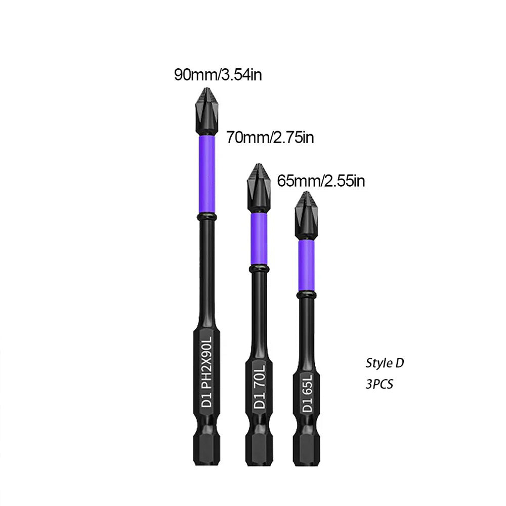 Wide Application 25/50/65/70/90mm Anti-shock Screwdriver D1 Magnetic Batch Head PH2 Cross Screwdriver Set High Hardness Non-Slip Impact Drill Bit