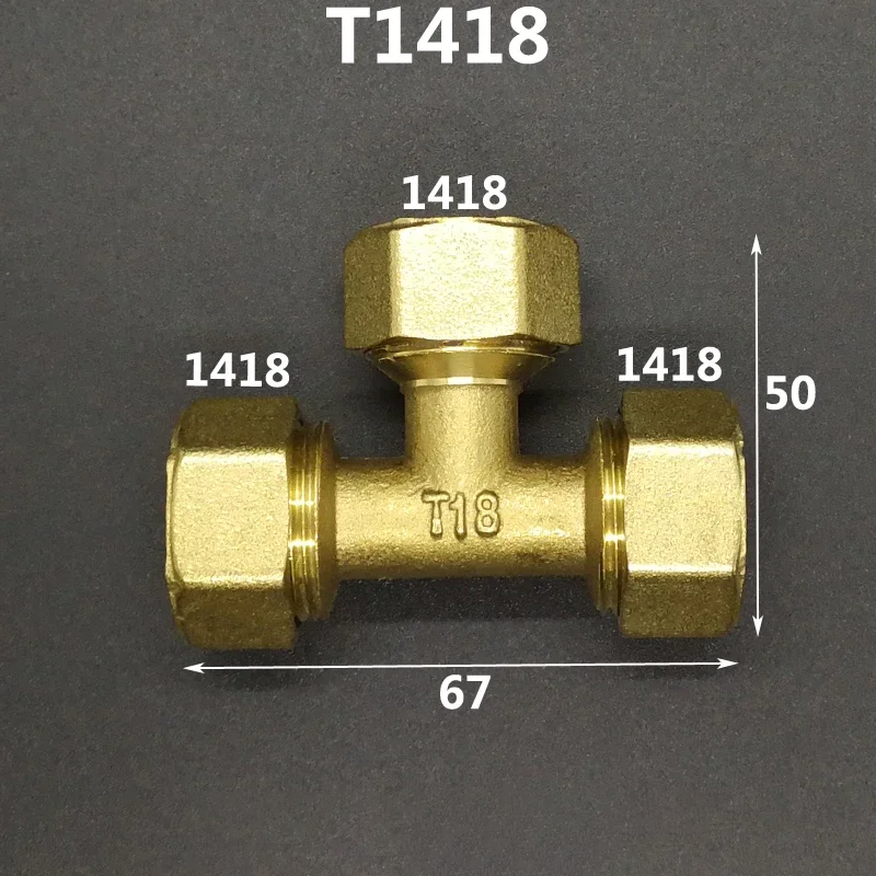 Trójnik zaciskowy do rury wielowarstwowej 1216 1418 1620 2025 2632 PEX-AL-PEX 1/2" 3/4" 1" BSP męski żeński mosiężny trójnik trójstronny złączka rurowa zaprojektowana do systemów ogrzewania podłogowego