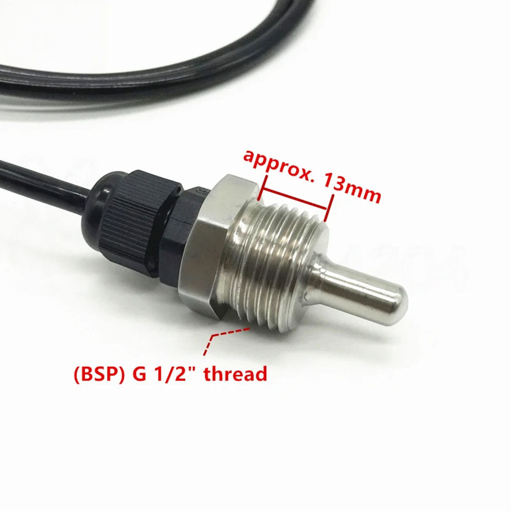 DS18B20 Digital Temperature Sensor Probe Screw Thread BSP 1/2" 1m PVC 3 Wire Cable SUS304 Stainless Sleeve Thermal Detector