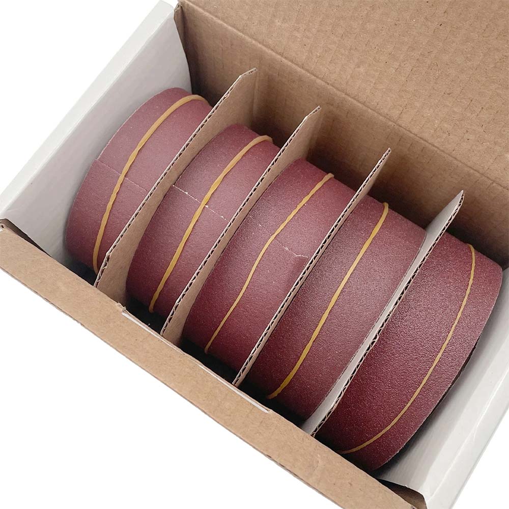 Pack de papier de verre pratique de 5 rouleaux : Bandes de ponçage à sec en émeri avec tissu distributeur - Ensemble de papier abrasif polyvalent