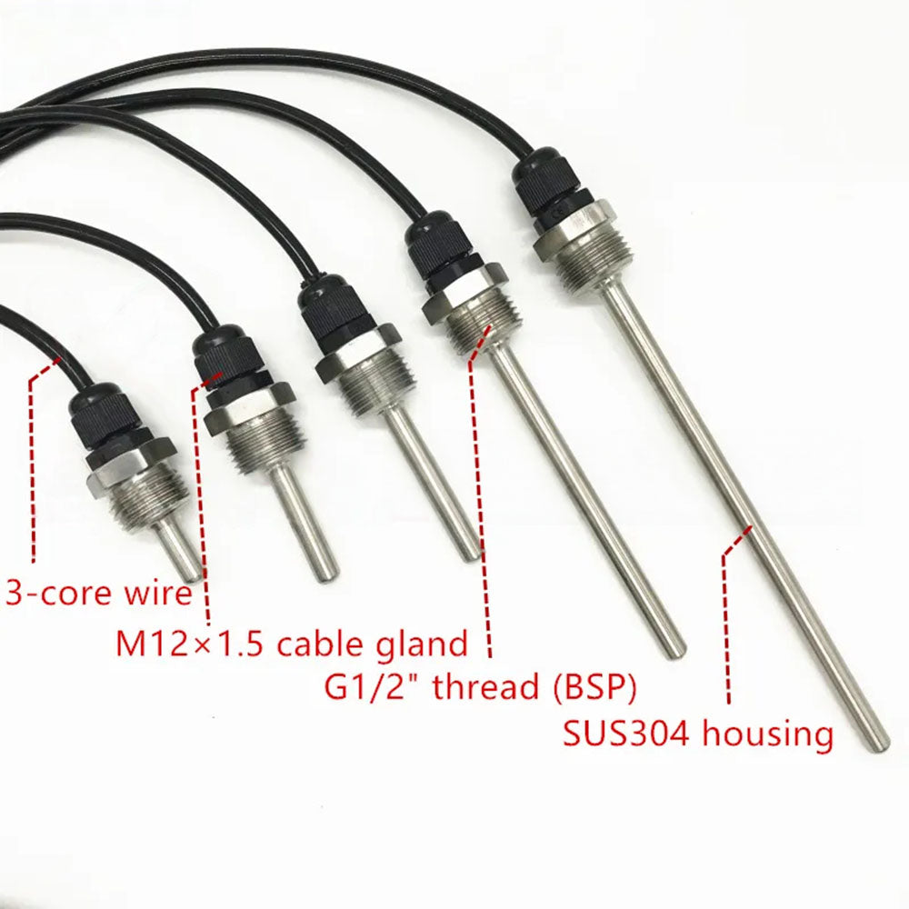 DS18B20 Digital Temperature Sensor Probe Screw Thread BSP 1/2" 1m PVC 3 Wire Cable SUS304 Stainless Sleeve Thermal Detector