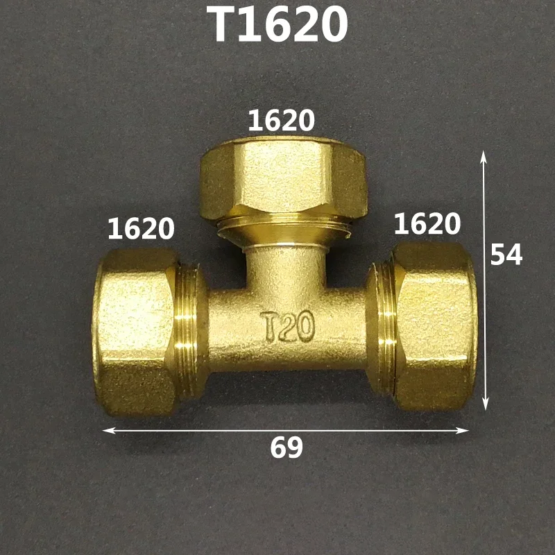 Trójnik zaciskowy do rury wielowarstwowej 1216 1418 1620 2025 2632 PEX-AL-PEX 1/2" 3/4" 1" BSP męski żeński mosiężny trójnik trójstronny złączka rurowa zaprojektowana do systemów ogrzewania podłogowego