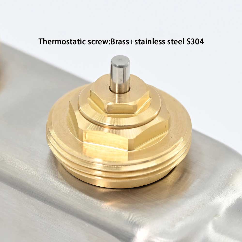 Edelstahl AISI304 Verteiler für Fußbodenheizung, mit Durchflussmesser und Rücklaufverteiler mit Thermostatschraube G1"*50MM