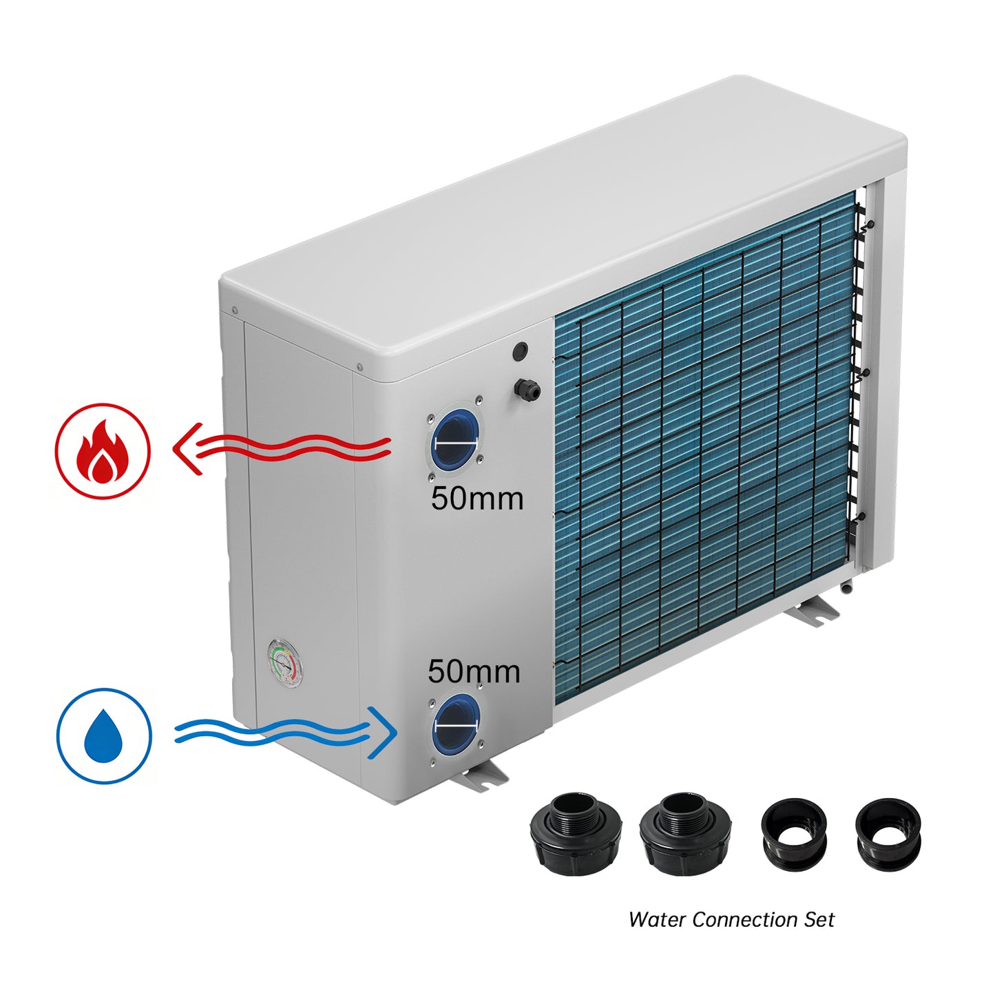 ALSAVO ELITE R32 Full Inverter Zwembadwarmtepomp 7.5-16.5kW COP 16 InverBoost-technologie Ingebouwde wifi Eenfase Voor zwembaden 10-85㎡