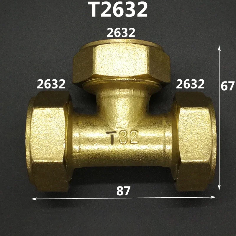 Trójnik zaciskowy do rury wielowarstwowej 1216 1418 1620 2025 2632 PEX-AL-PEX 1/2" 3/4" 1" BSP męski żeński mosiężny trójnik trójstronny złączka rurowa zaprojektowana do systemów ogrzewania podłogowego