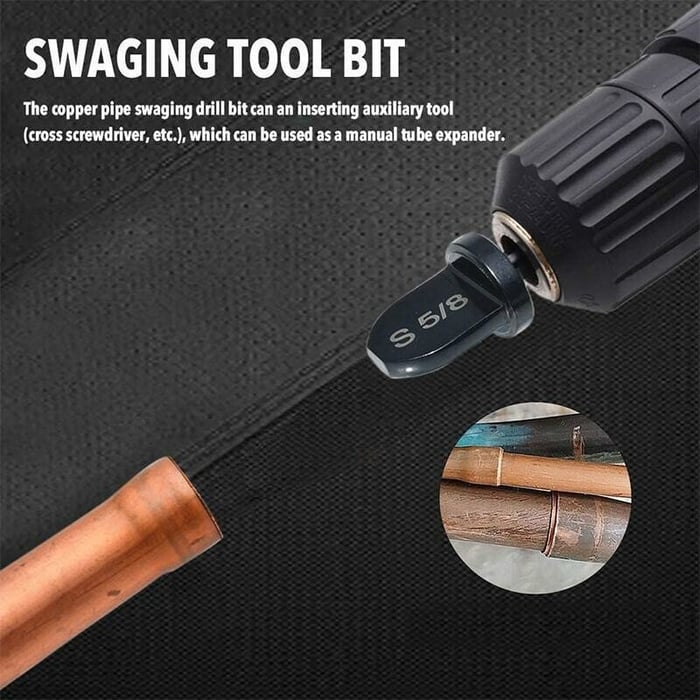 Copper Pipe Expander Set - HVAC Hex Handle Swaging Tool & Electric Drill Bit Flaring Tool