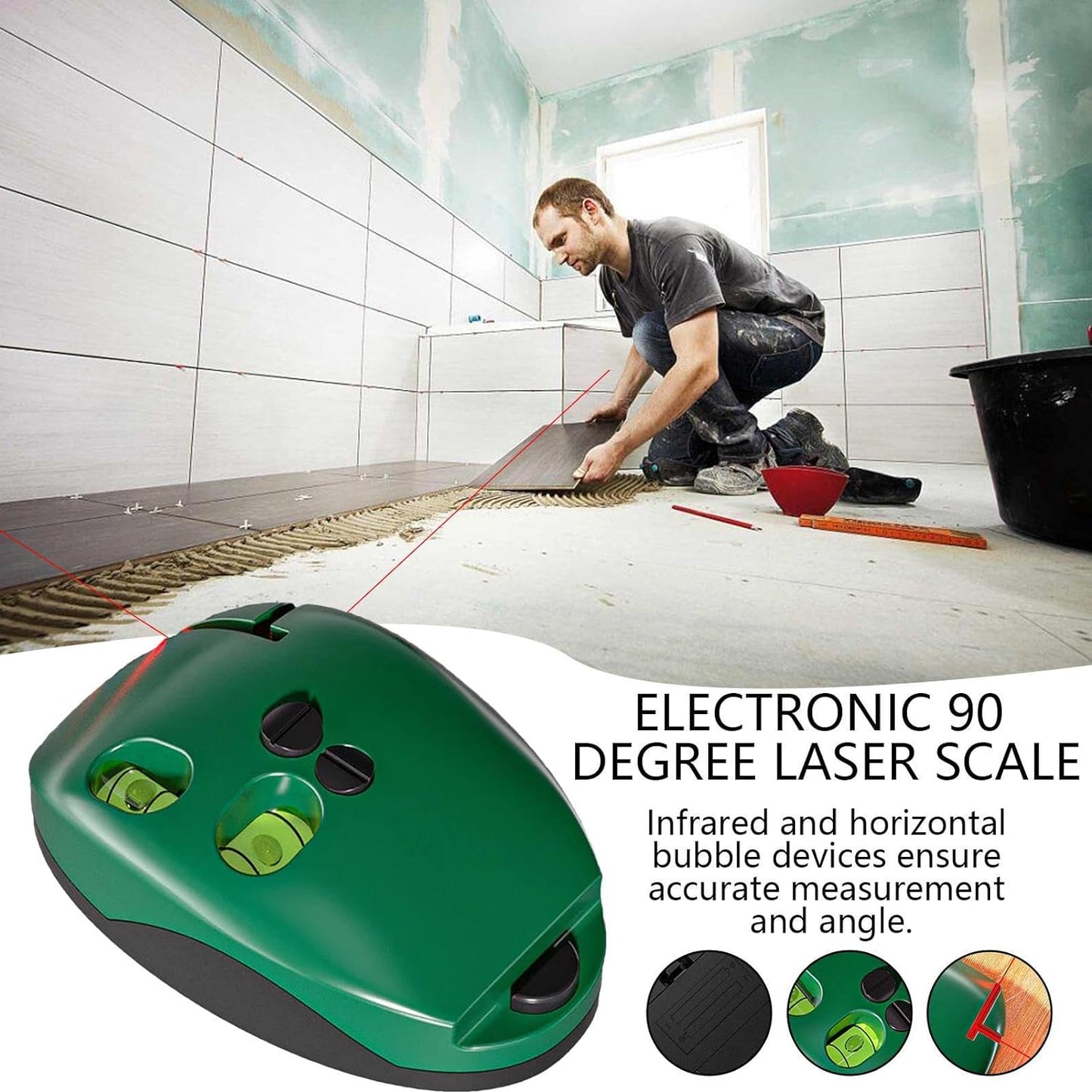 Tragbare elektronische 90-Grad-Laserskala, batteriebetriebene Infrarot-Linienwaage, lange Distanz, hochpräzise Infrarot-Wasserwaage, Wand