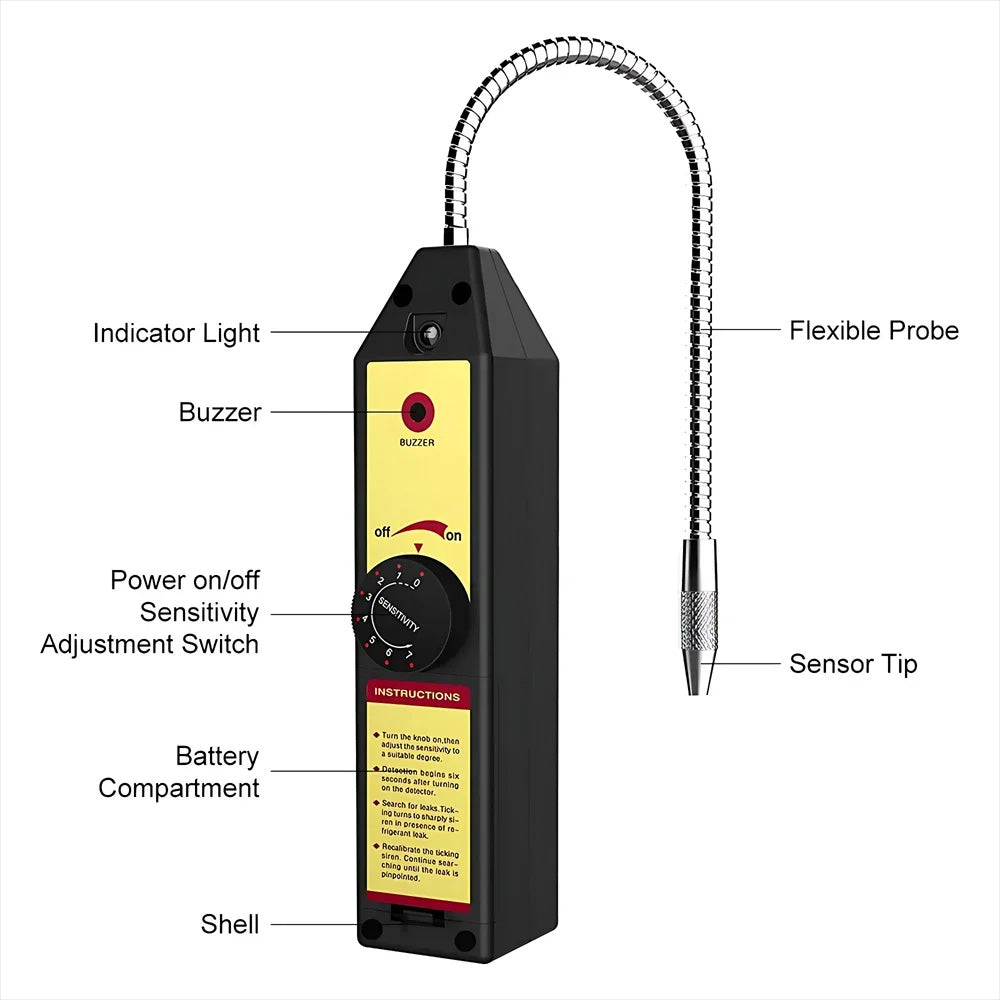 Freon Halogen Gas Leak Detector with Probe Diagnostic Tool, Detect Gas Leaks in Car AC Systems