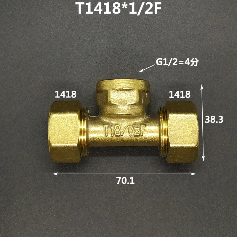 Trójnik zaciskowy do rury wielowarstwowej 1216 1418 1620 2025 2632 PEX-AL-PEX 1/2" 3/4" 1" BSP męski żeński mosiężny trójnik trójstronny złączka rurowa zaprojektowana do systemów ogrzewania podłogowego