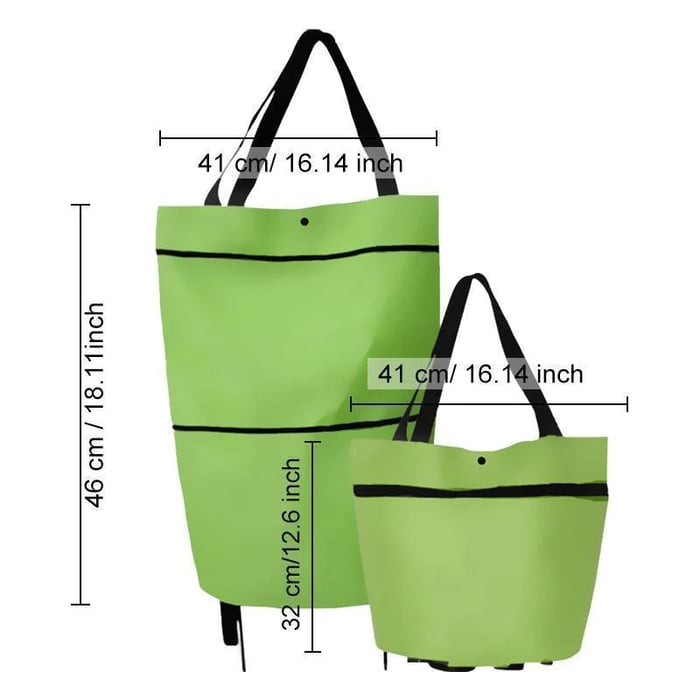 Chariot de courses pliable 2 en 1 avec roulettes – Organisateur de sac pliable à fermeture éclair en deux étapes
