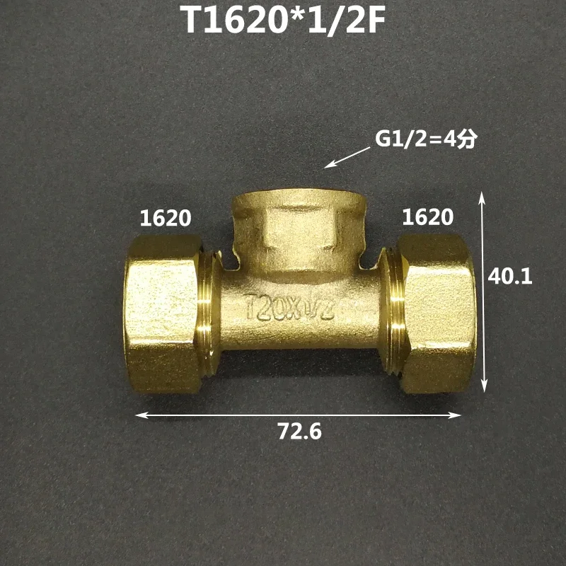 Trójnik zaciskowy do rury wielowarstwowej 1216 1418 1620 2025 2632 PEX-AL-PEX 1/2" 3/4" 1" BSP męski żeński mosiężny trójnik trójstronny złączka rurowa zaprojektowana do systemów ogrzewania podłogowego