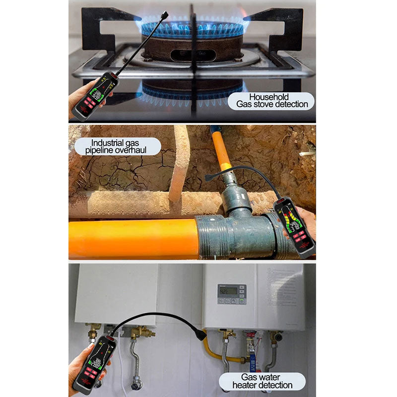 Rechargeable Gas Leak Detector Sound Alarm Detects Combustible and Flammable Gases Analyzes Natural Gas and Liquefied Petroleum Gas (LPG) up to 10,000 ppm