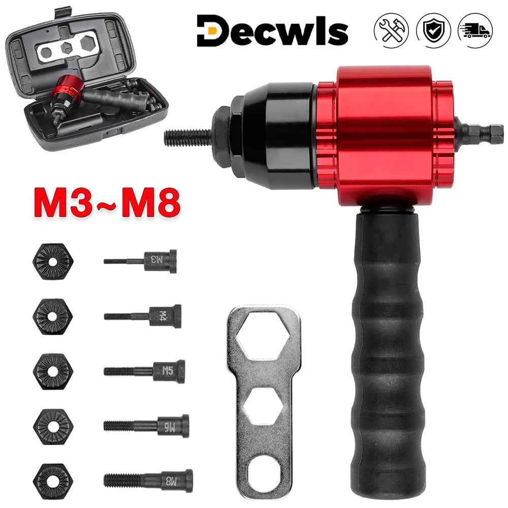 Convertidor de Pistola de Remaches Eléctrica de Grado Industrial para Bricolaje para Remachado de Tuercas M3 M4 M5 M6 M8