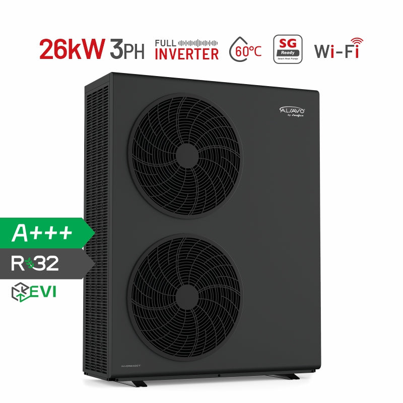 ALSAVO evi 26kW 3T Air Source Heat Pump Monoblock - Double Fans - Inverboost Multifunctional/hot water