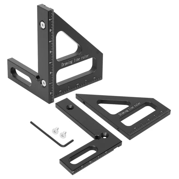 3D Precyzyjny Aluminiowy Kątownik Mierniczy 45°/90° Kątomierz Stolarski