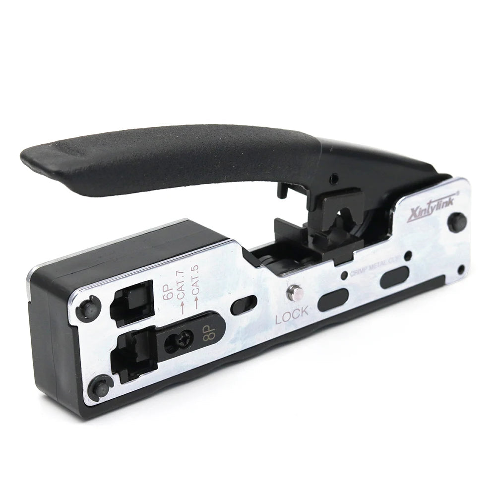 Herramienta de Crimpado RJ45 Todo en Uno para Conectores Cat5/Cat6/Cat7 con Pelacables y Abrazadera 8P8C