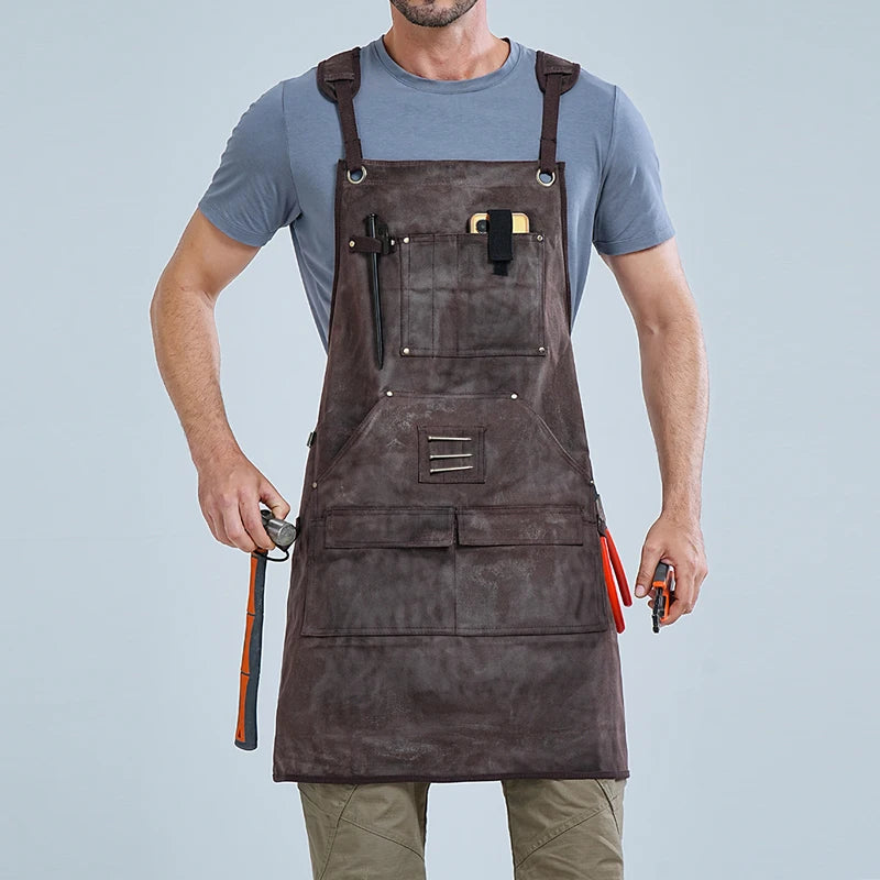 Thick Canvas Apron: Waterproof and Oil-Resistant Workwear for Repairs