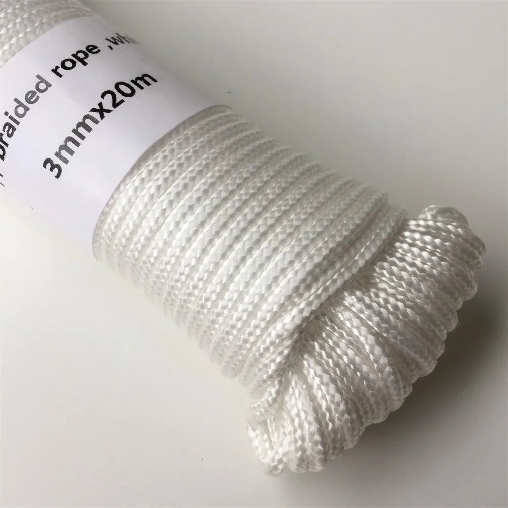 White Poly Rope 1pc 3mmx20m Polypropylene Braided Rope White Hangtag Clothesline Home ...