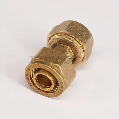 Equal crimp sleeve for Multilayer pipe 12x16mm IDxOD PEX-AL-PEX Tube Straight Brass Compression Pipe Fitting Connector Specifically Designed for Floor Heating Applications