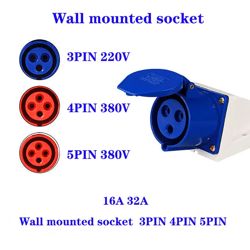 IP44 16A/32A Industrial Plug and Socket Waterproof Connector 3PIN 4PIN ...