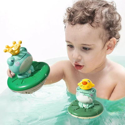Electric Water Spray Frog Bath Toy with 6-Piece Set and Adjustable Sprinkler Effects