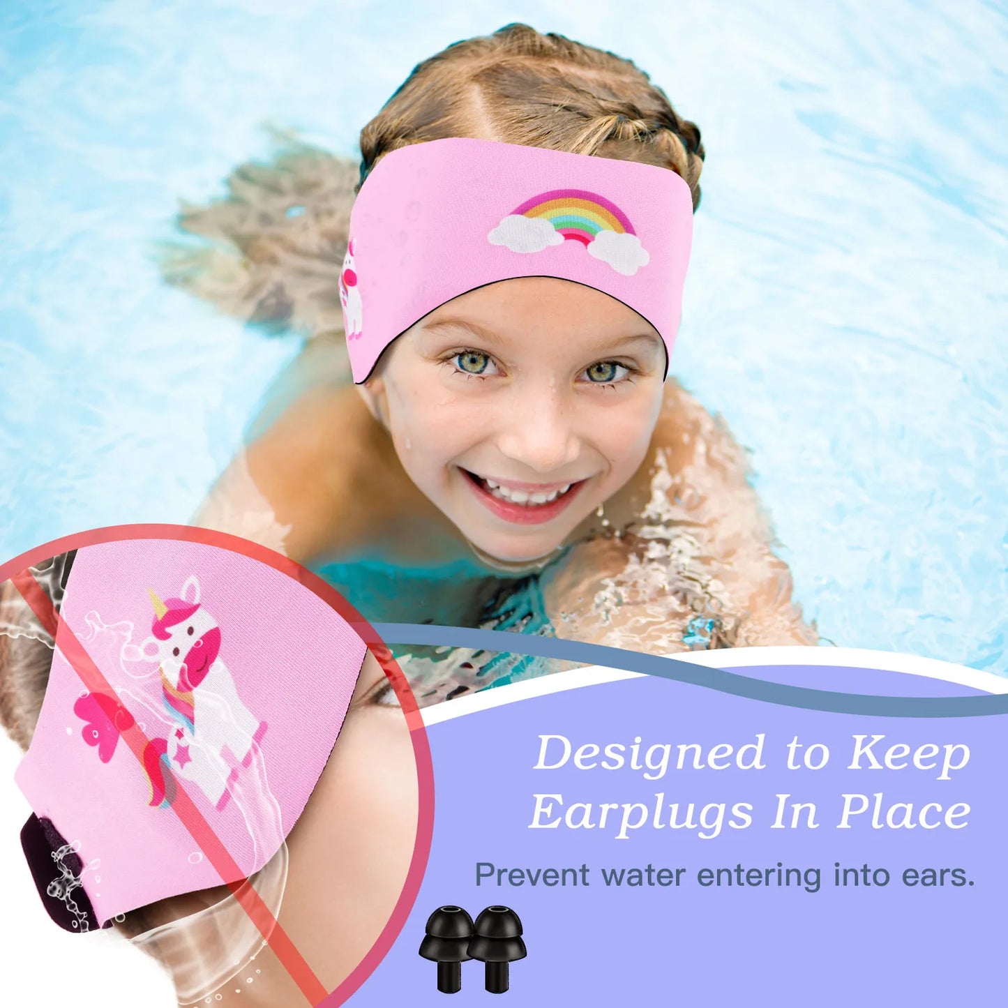 Pulsera Ajustable para Protección de Oídos Impermeable para Baño, Natación y Buceo