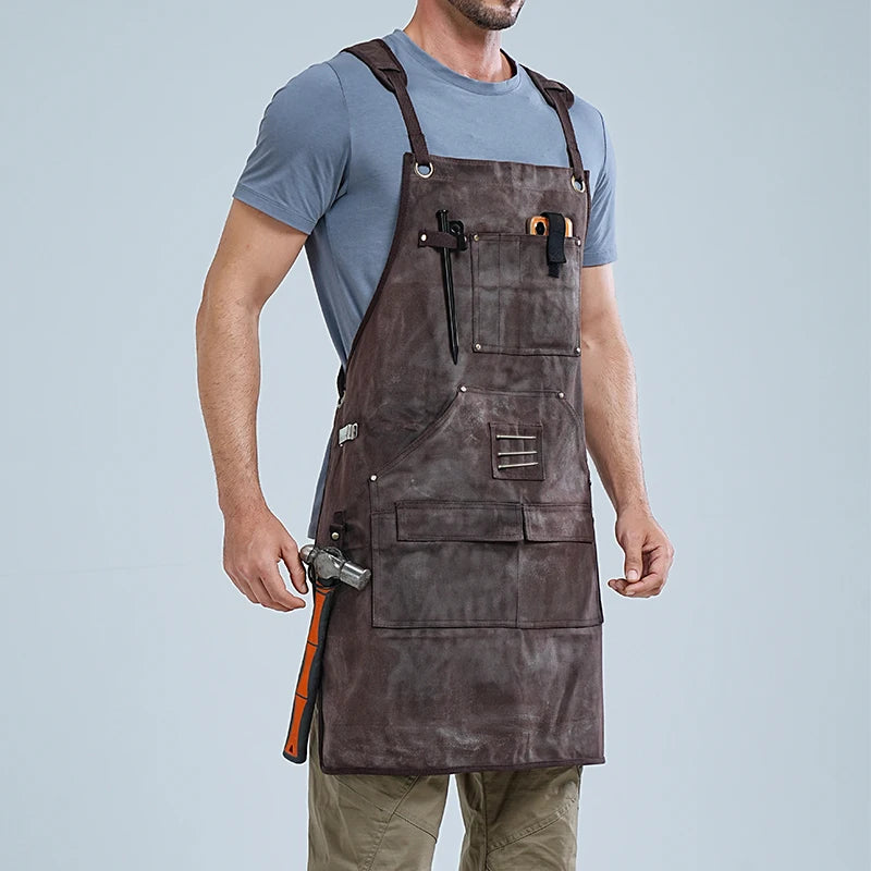 Thick Canvas Apron: Waterproof and Oil-Resistant Workwear for Repairs