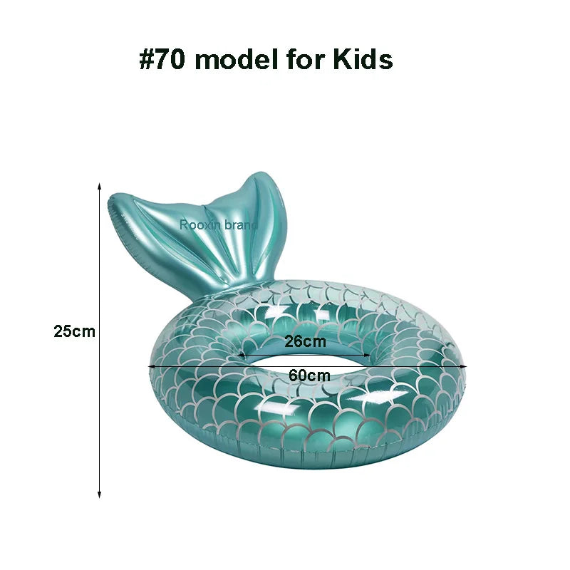 Anillo inflable de sirena con respaldo, flotador para piscina para adultos, adolescentes y niños, tubo para juegos acuáticos, colchoneta para nadar y juguetes para piscina.