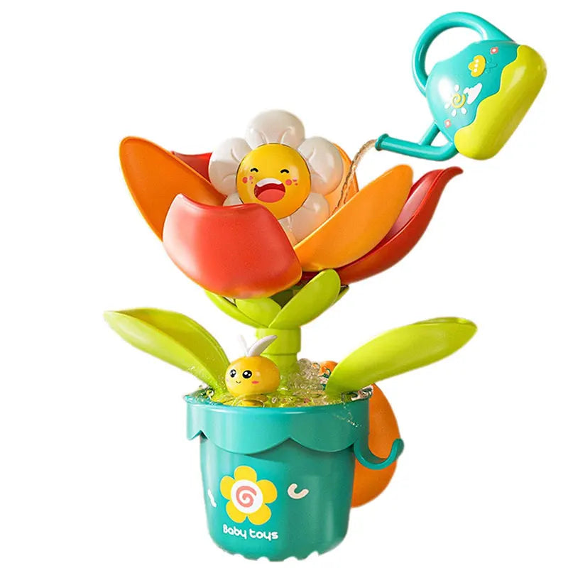 Duck & Flower Waterwheel Bath Toy with Suction Cup for Kids 0-12 Years