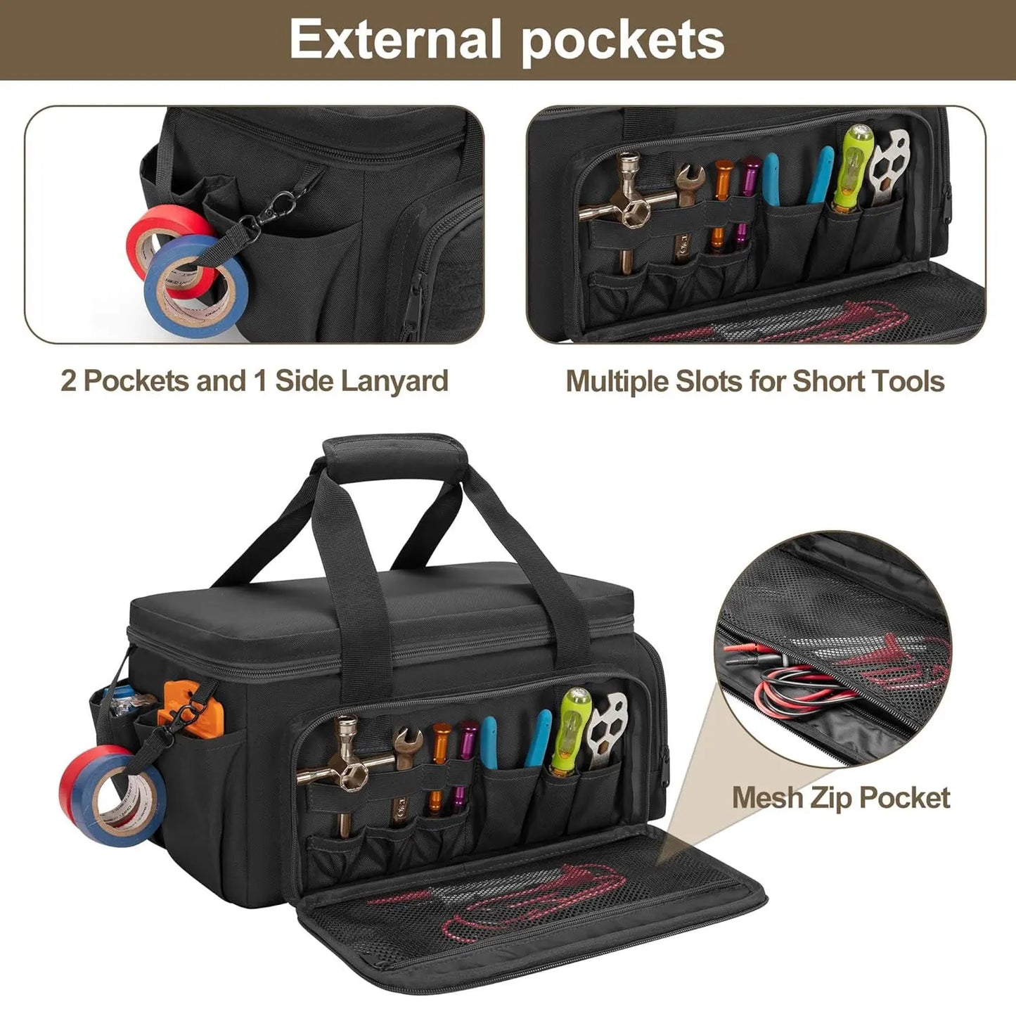 14 inch Tool Bag Antifriction Bottom Hand Tool Storage Organizer Bag